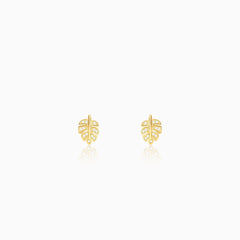 Golden Leaflet Stud Earrings