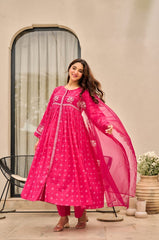 Cotton Pure Embroidery Pink Dupatta Set