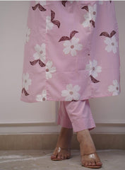 Beautiful Embroidery Pink Cotton Floral Printed Dupatta Set