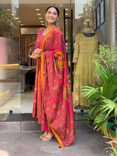 Beautiful Cotton Orange Dupatta Set