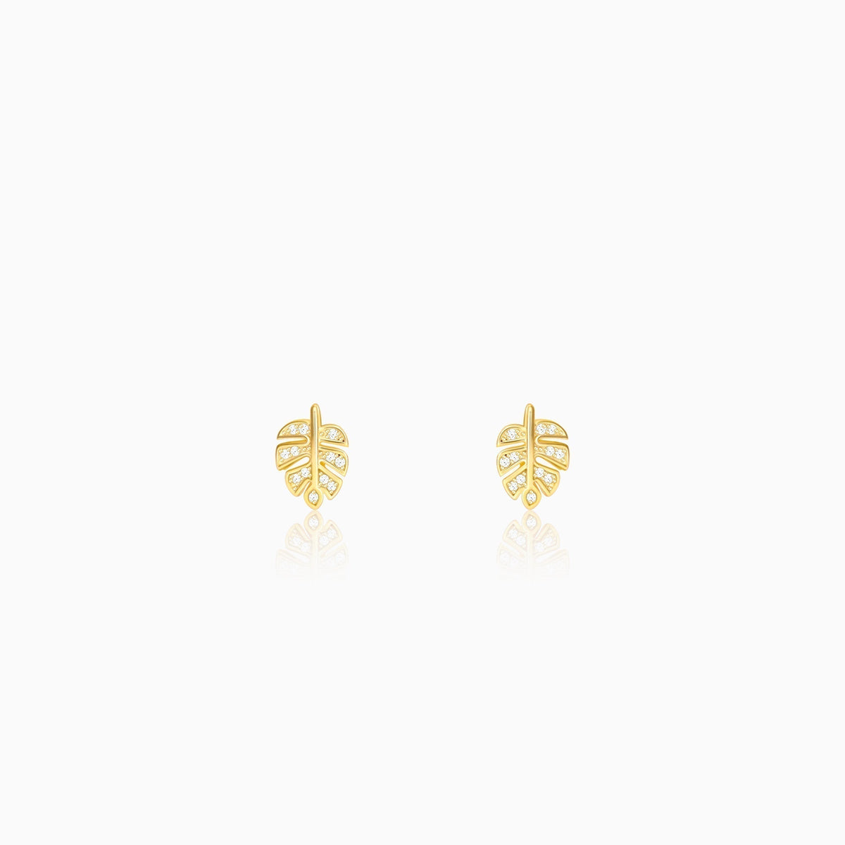 Golden Leaflet Stud Earrings