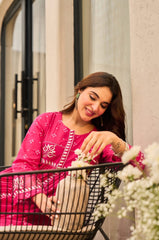 Cotton Pure Embroidery Pink Dupatta Set