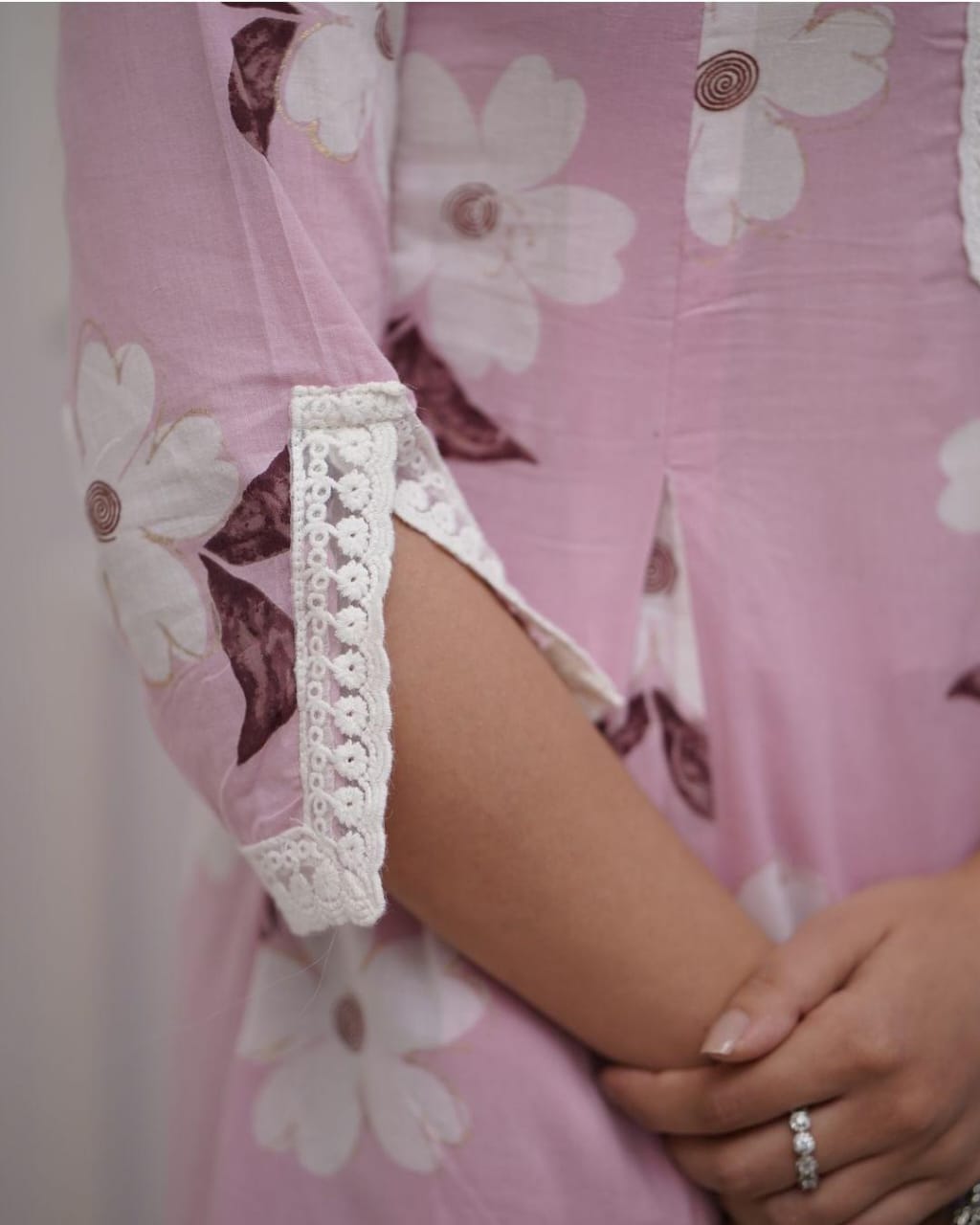 Beautiful Embroidery Pink Cotton Floral Printed Dupatta Set