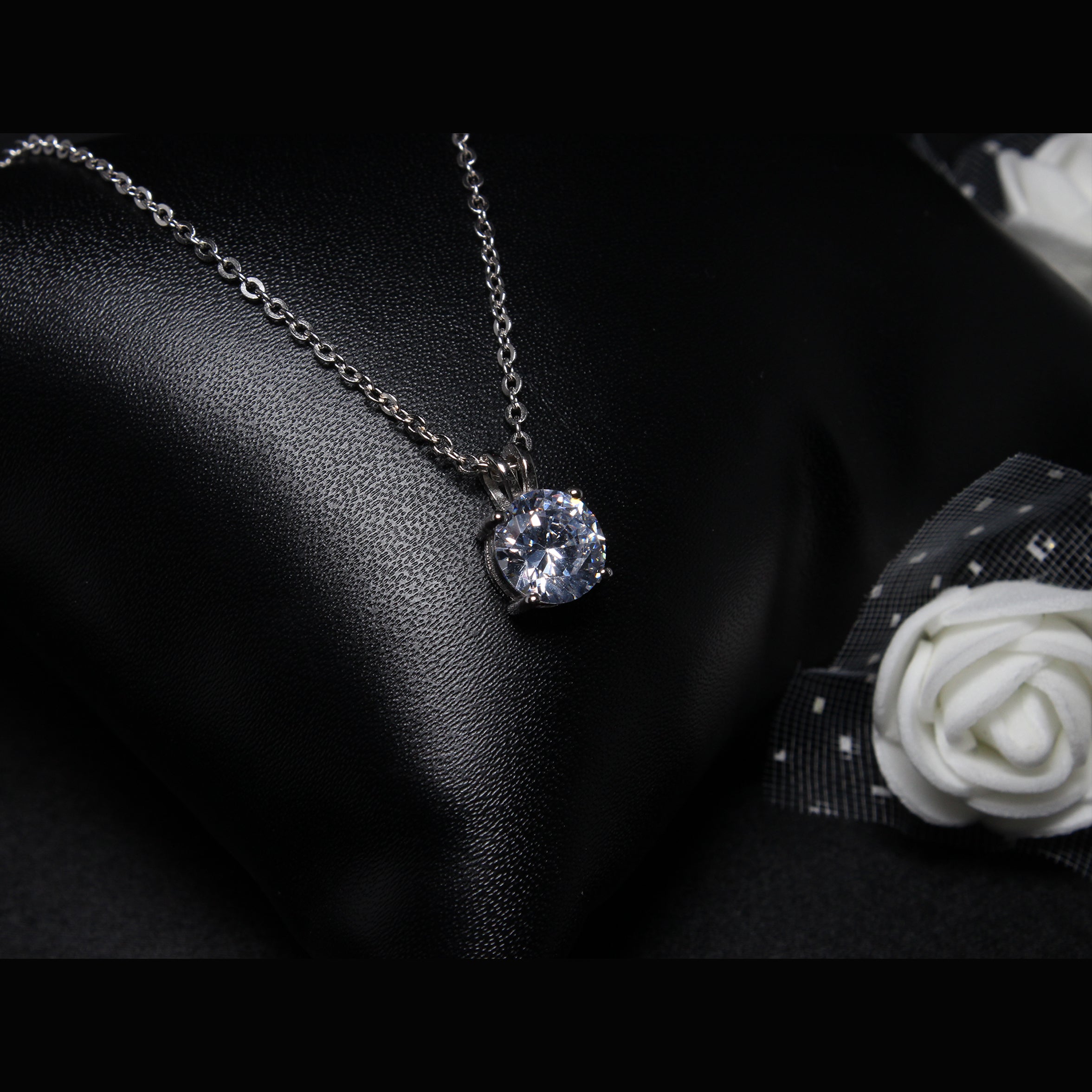 Silver Classic Solitaire Pendant